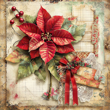 Christmas Poinsettia, DCO-102229, Sign For Wreath, 10x10in Metal Sign